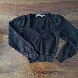 ASTR Black Long Sleeve Crop Sweater - S